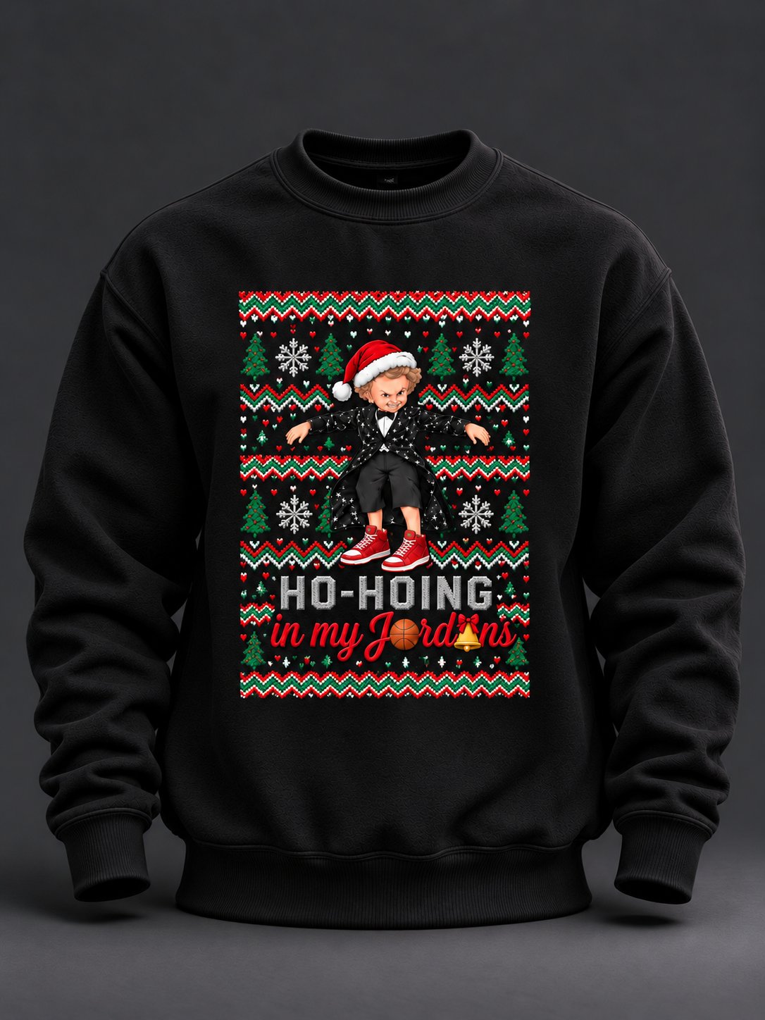 Herren-Weihnachts-Sweatshirt mit lustigem, lässigem Kunstdruck und langen Ärmeln