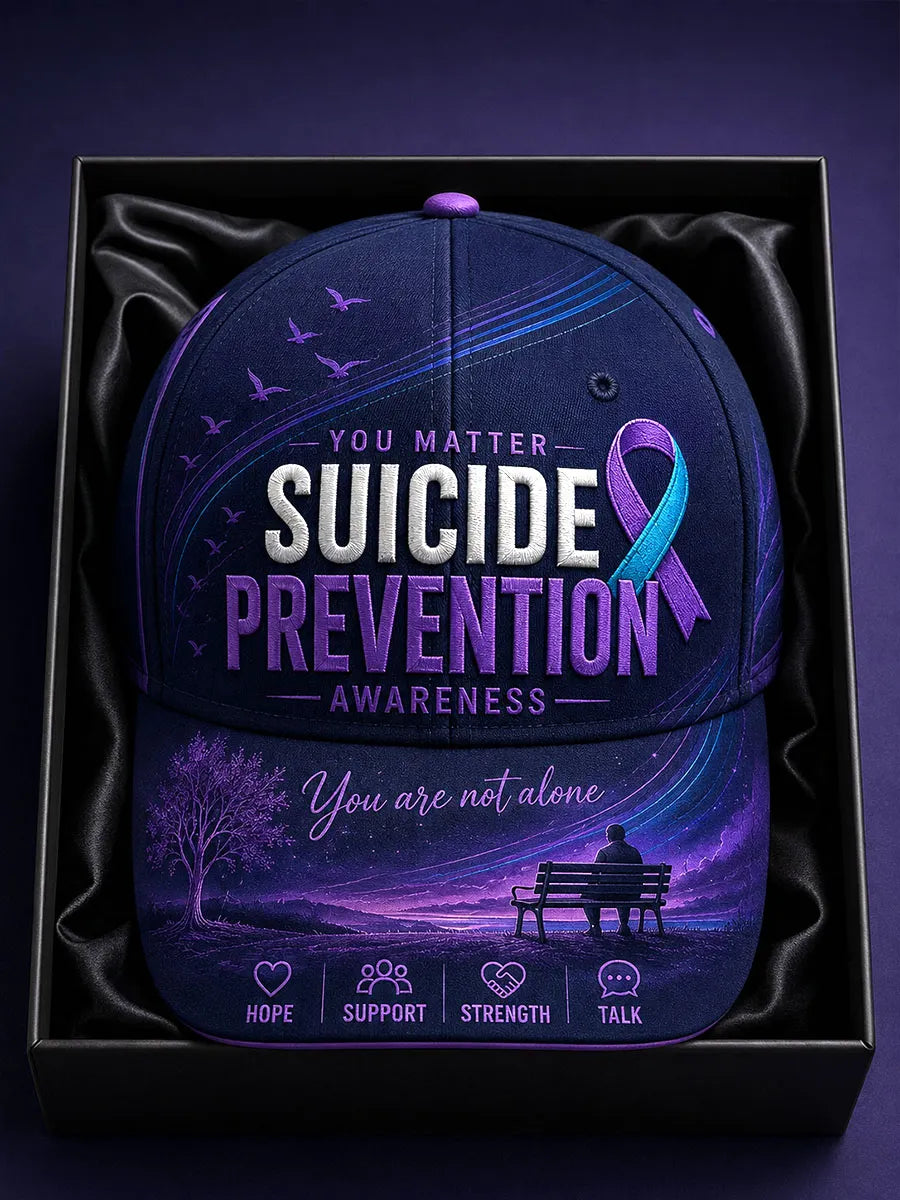 “You Matter” Suicide Prevention Awareness Purple Ribbon Memorial Baseball Cap Gift Box