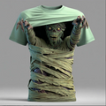 Halloween Men's Optical Illusion Zombies 3D T Shirt Short Sleeve T shirt 3D Print Crew Neck Shirt Exaggerated Designer Horror Party Street Holiday Blue Purple Green Summer Spring All Seasons
