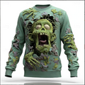 Halloween Men's Optical Illusion Zombies Horror Shirt Button Up Shirt Long Sleeve Dark Punk Gothic Style Outdoor Holiday Summer Spring Turndown 3D Print Collared Shirts Blue Purple Green