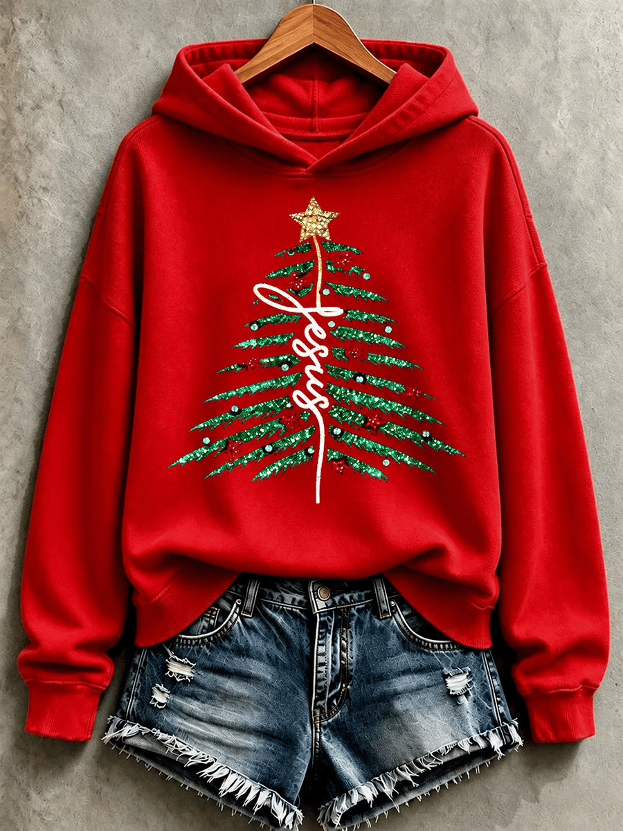 Damen-Sweatshirt mit Weihnachtsmotiv und Glaubensprint
