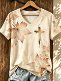 Women's Retro  Faith Cross Print T-shirt
