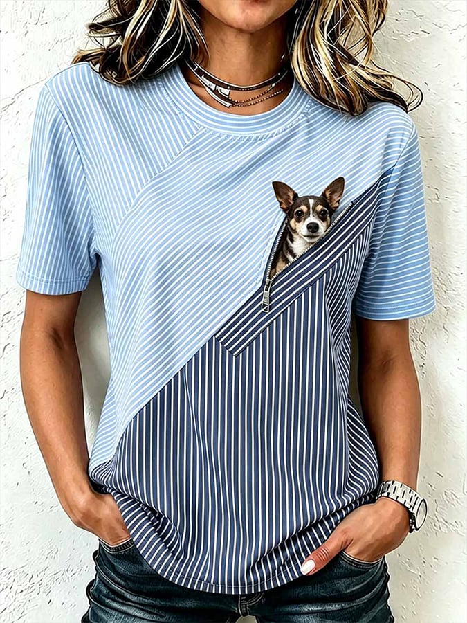 Women's Cute Dog  Printed Shirt