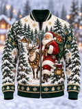 Men's Casual Christmas Zip-Up Top