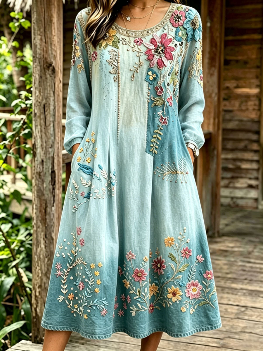 Women'S Casual Plant Flower Art Printed Art Dress