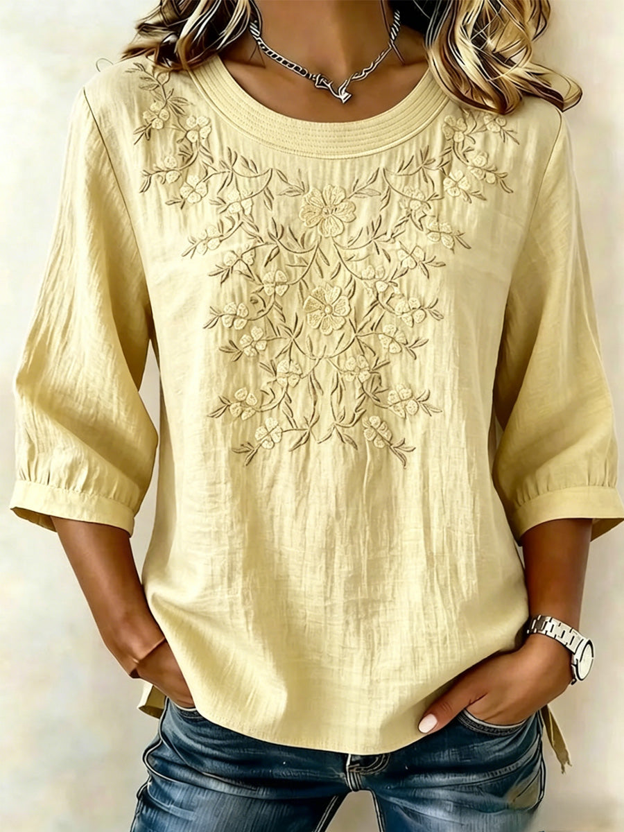 Women's Linen-Cotton Printed Tops