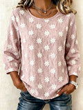 Women'S Casual Floral Print Cotton Linen Top