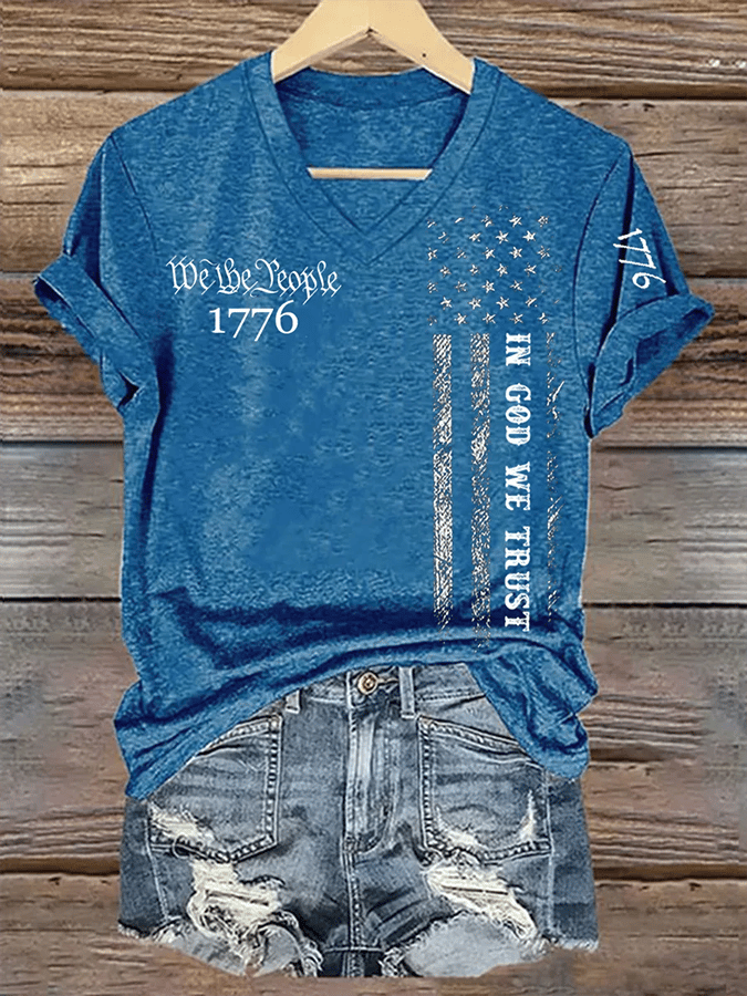 Women's In God We Trust We The People 1776 Short-sleeved T-shirt