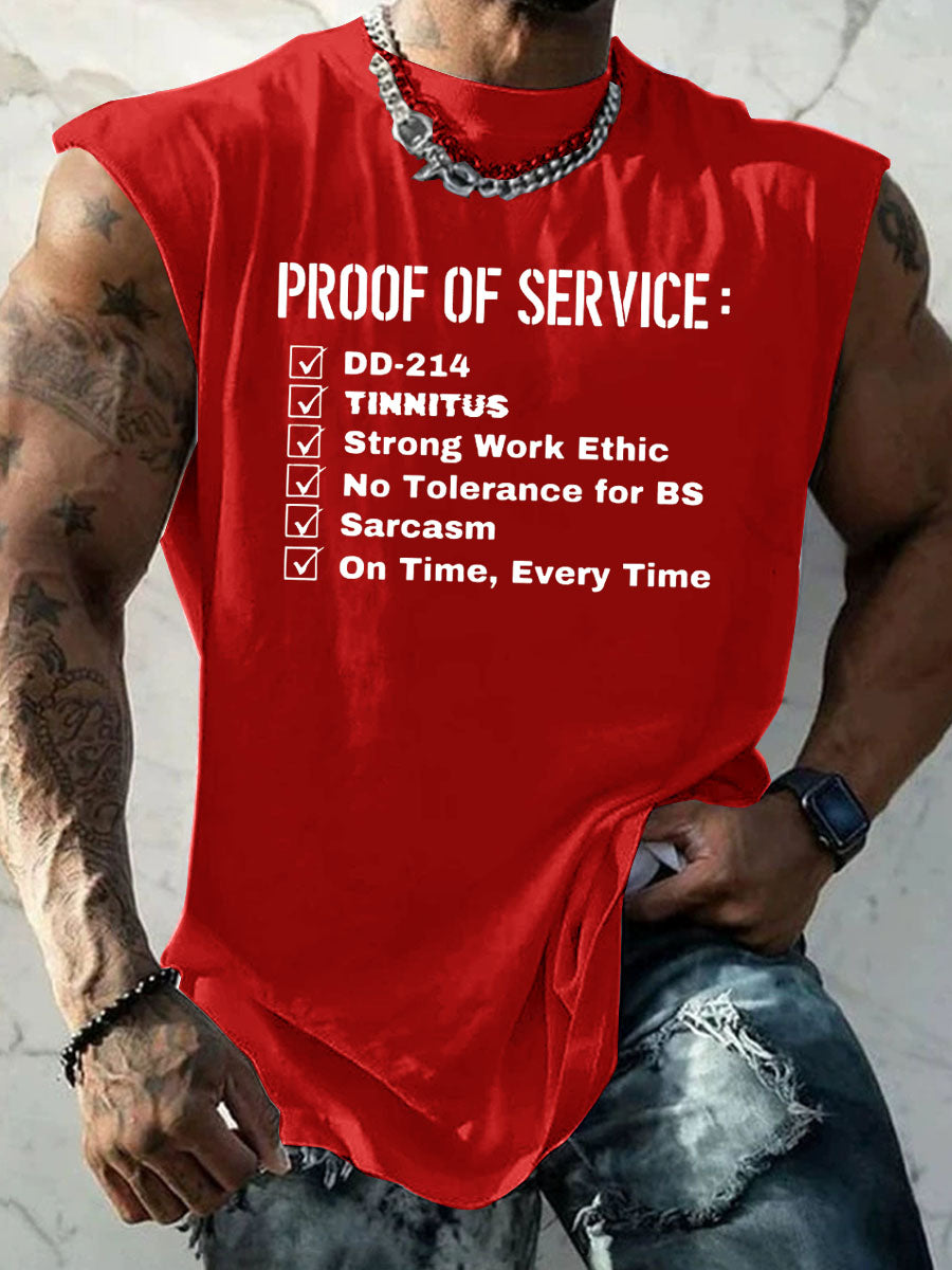 Men's Proof Of Service Pattern  Round Neck Tank 100% Cotton Top