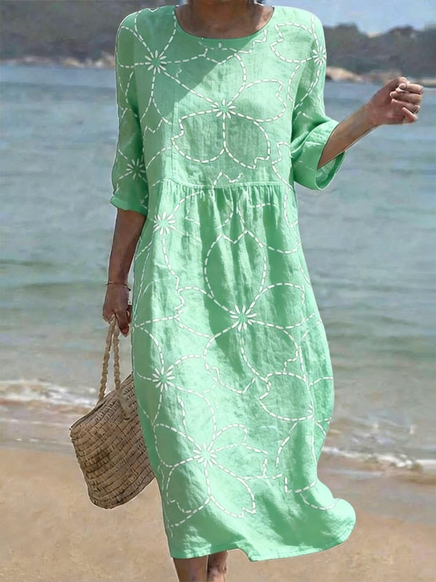 Women's Casual Cotton Linen Dress