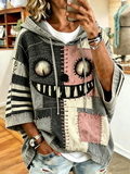 Women'S Halloween Patchwork Cat Print Casual Hoodie