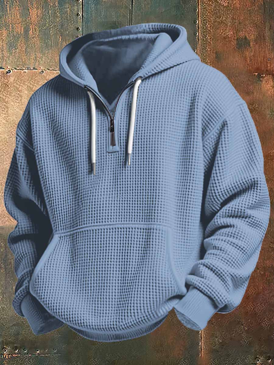 Men's Casual Waffle Belt Hoodie