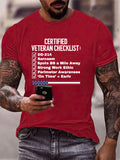 Men's Certified Veteran Checklist Print Cotton T-Shirt