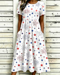 250th Anniversary Charity Fireworks  Print Pocket Casual Dress