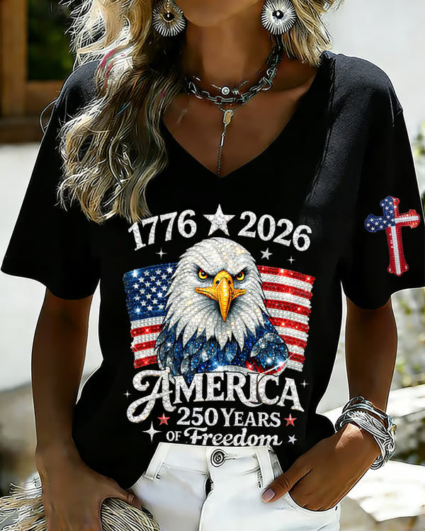 100% Cotton 250th Anniversary of The White-haired Elder V Neck Short Sleeve Tshirt