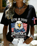 100% Cotton 250th Anniversary of The White-haired Elder V Neck Short Sleeve Tshirt