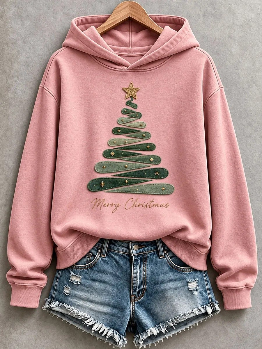 Minimalist Christmas Print Hoodie