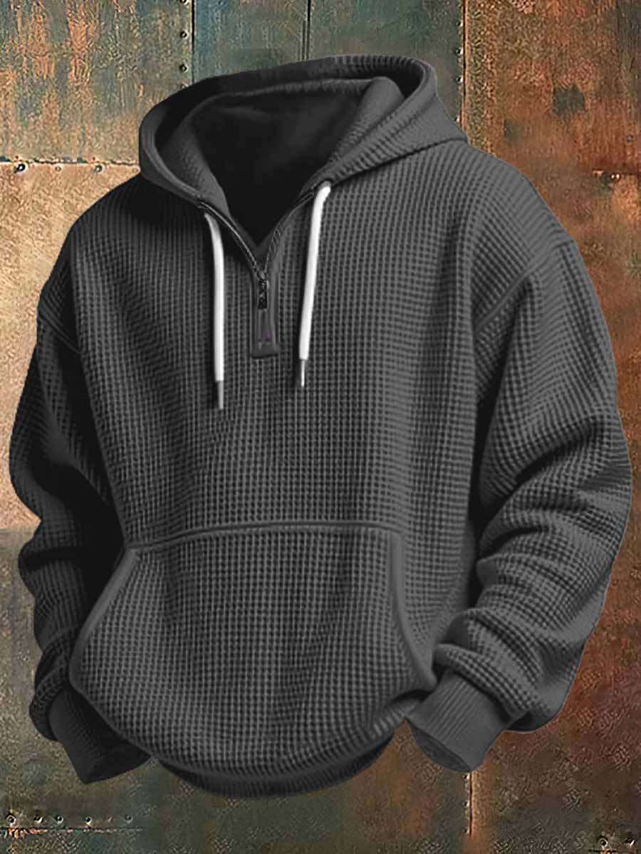 Men's Casual Waffle Belt Hoodie