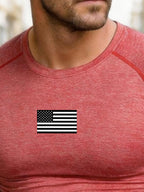 Men's Retro Color-block "Patriot" Crew Neck Short-Sleeve T-Shirt