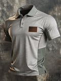Men's Retro Patriotic Color-Block Short-Sleeve Polo Shirt