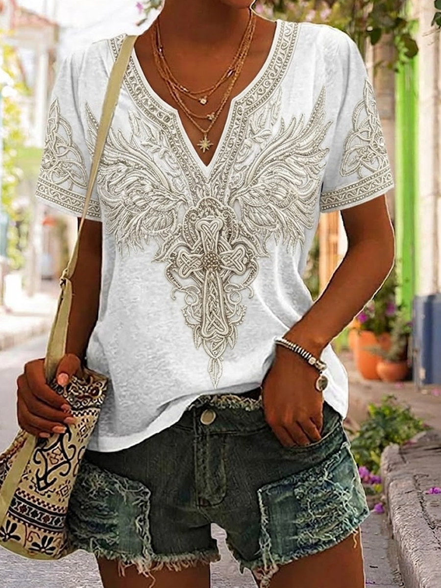 Women'S Faith Printed Casual Retro Style Top