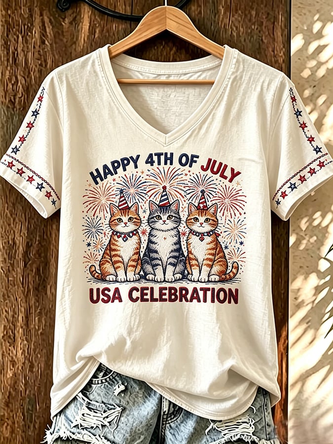 Women'S Casual U.S. 250th Anniversary Commemorative Printed T-Shirt