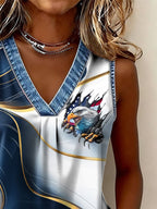 Women's casual retro American 250th V-Neck Vest