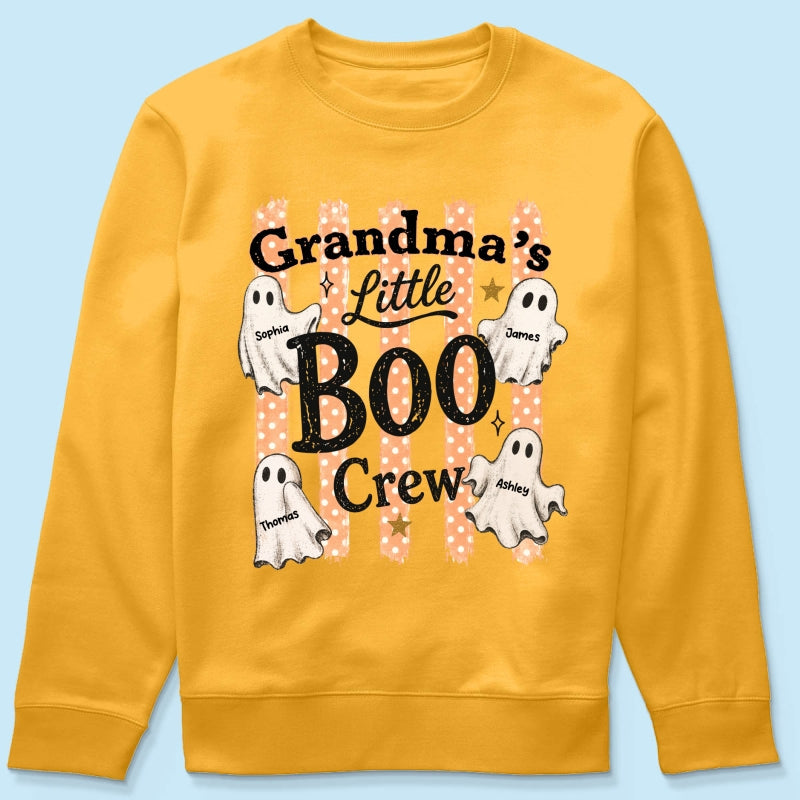 Grandma's Boo Crew Polka Dot Stripes - Personalized Shirt - Perfect Halloween Costume for Grandma