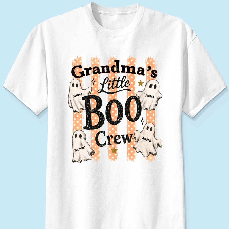 Grandma's Boo Crew Polka Dot Stripes - Personalized Shirt - Perfect Halloween Costume for Grandma