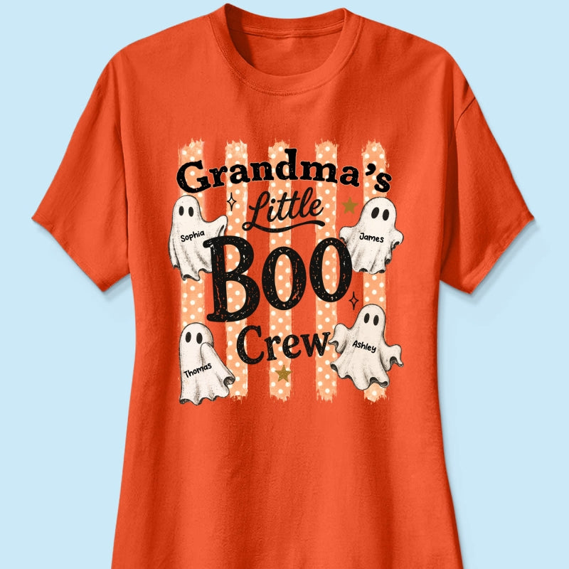 Grandma's Boo Crew Polka Dot Stripes - Personalized Shirt - Perfect Halloween Costume for Grandma
