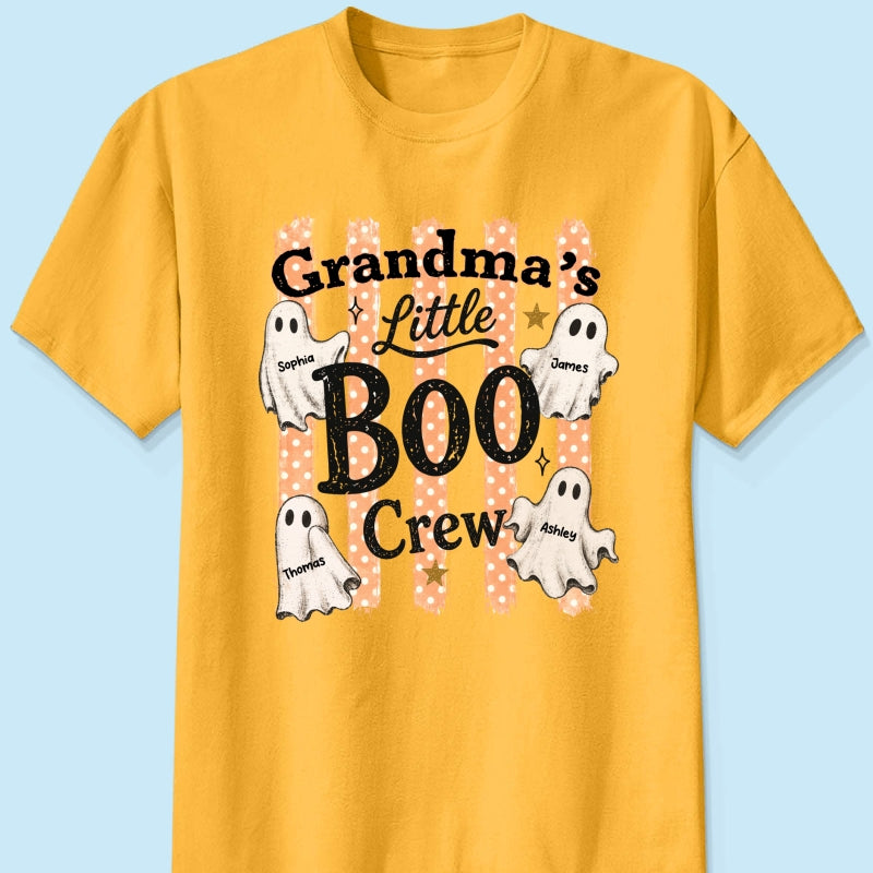 Grandma's Boo Crew Polka Dot Stripes - Personalized Shirt - Perfect Halloween Costume for Grandma