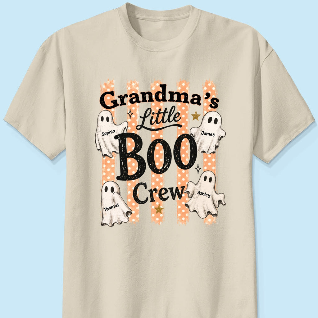 Grandma's Boo Crew Polka Dot Stripes - Personalized Shirt - Perfect Halloween Costume for Grandma