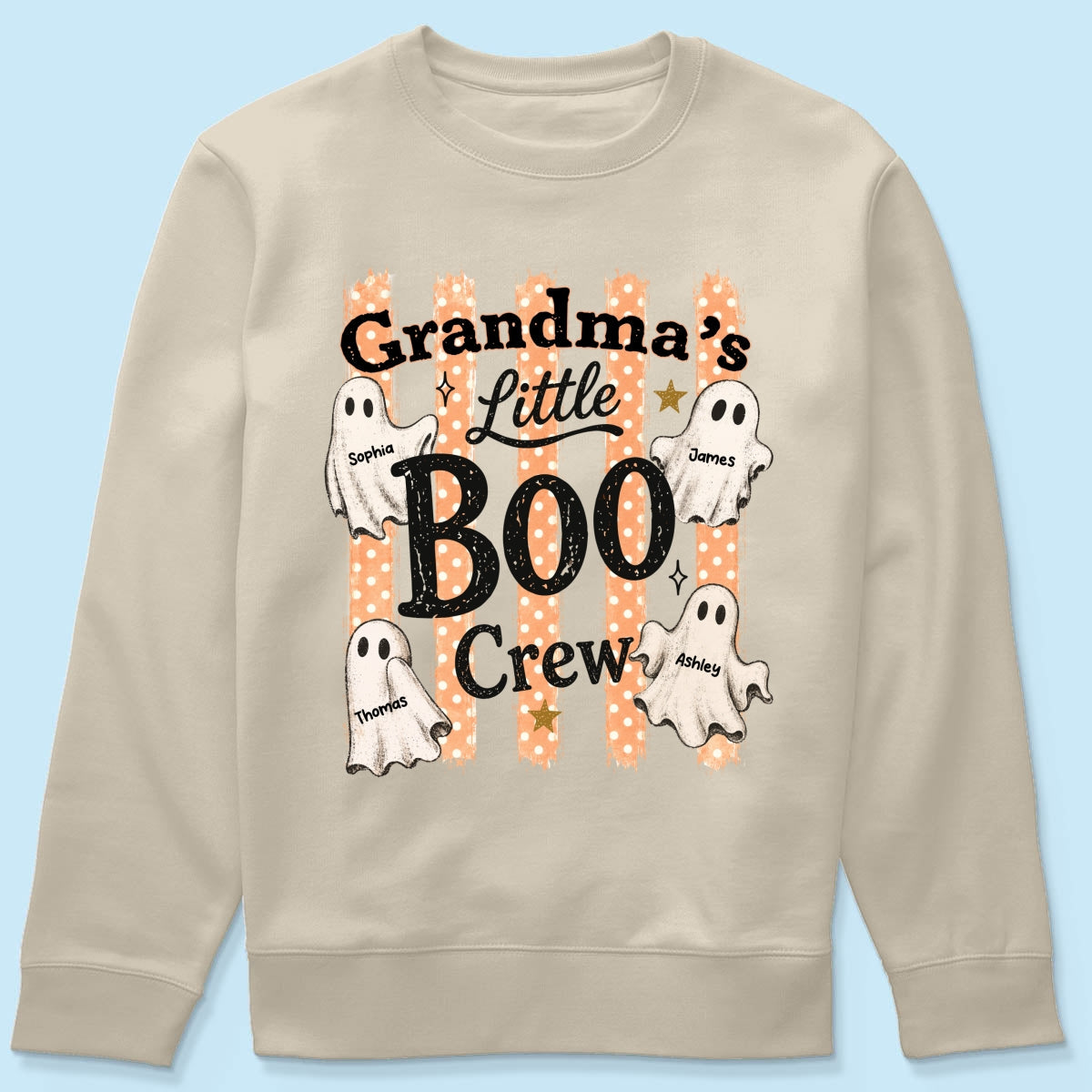 Grandma's Boo Crew Polka Dot Stripes - Personalized Shirt - Perfect Halloween Costume for Grandma