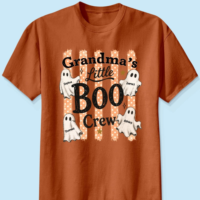 Grandma's Boo Crew Polka Dot Stripes - Personalized Shirt - Perfect Halloween Costume for Grandma