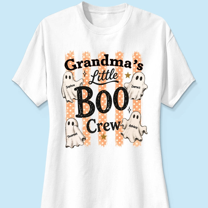 Grandma's Boo Crew Polka Dot Stripes - Personalized Shirt - Perfect Halloween Costume for Grandma