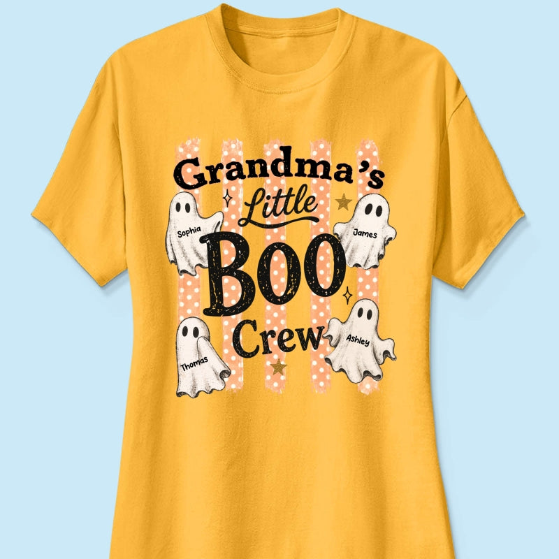 Grandma's Boo Crew Polka Dot Stripes - Personalized Shirt - Perfect Halloween Costume for Grandma