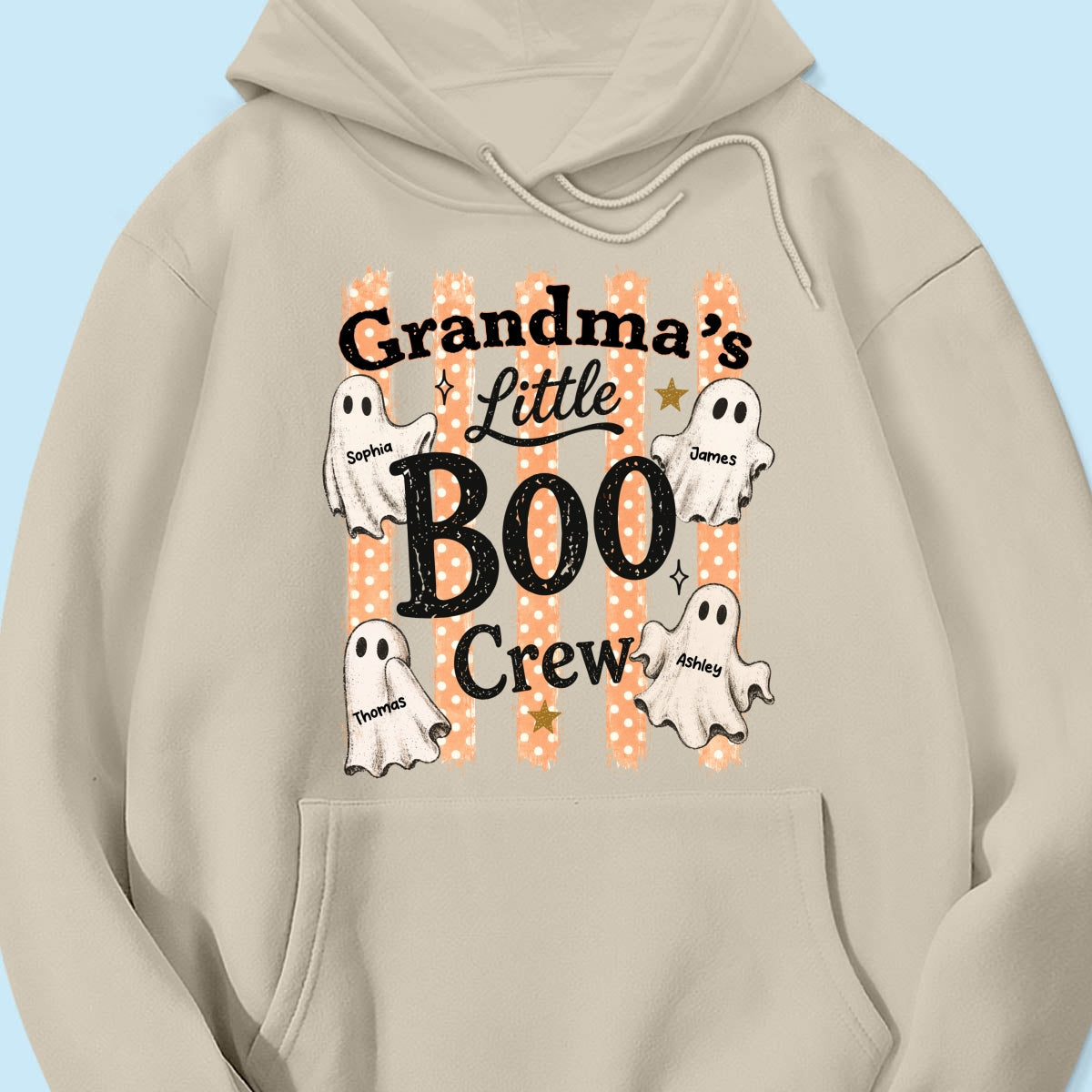 Grandma's Boo Crew Polka Dot Stripes - Personalized Shirt - Perfect Halloween Costume for Grandma