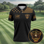 We The People 250 Years Golf Ball Pattern Black Golf Shirt, 4th Of July Patriotic Golf Shirts For Men