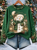 Women's Snowman Art Print Casual Sweatshirt
