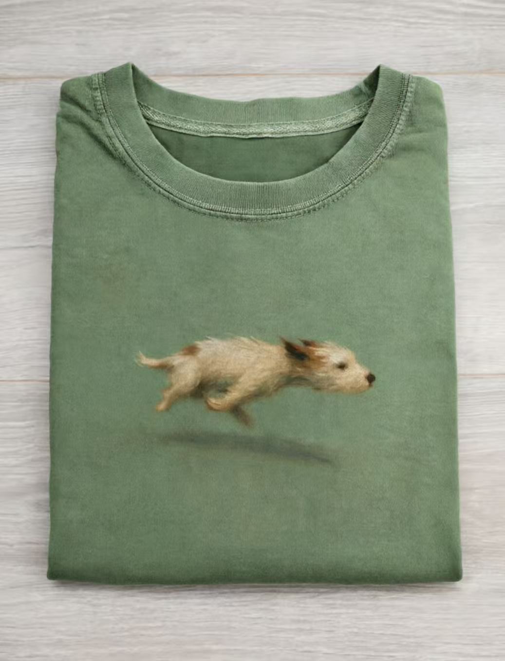 Funny Cute Running Dog Art Print Casual Cotton Short Sleeve T-shirt