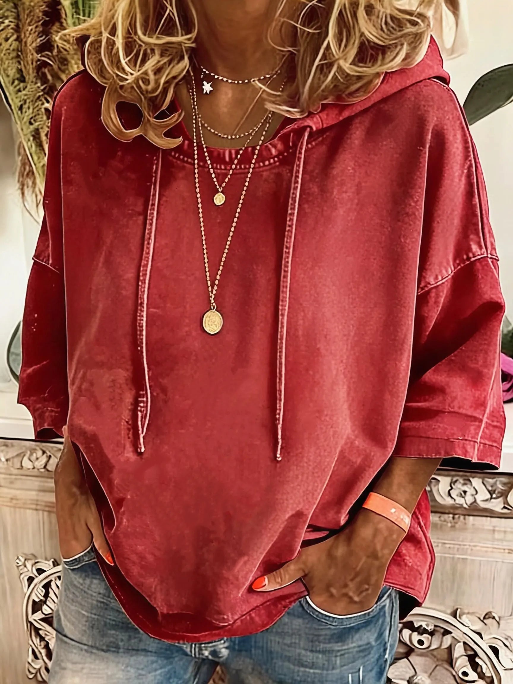 Women'S Vintage Distressed Washed Oversized Hoodie