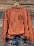 Vintage Pumpkin Print Long Sleeve Sweatshirt