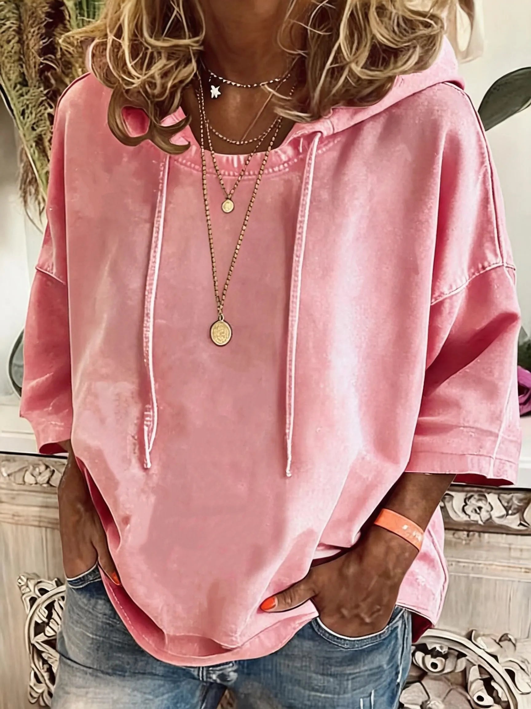 Women'S Vintage Distressed Washed Oversized Hoodie