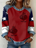 Love Of Country Faith In God Print Patchwork Sweatshirt