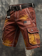 Men's Retro Color Block Patriot Pocket Cargo Shorts