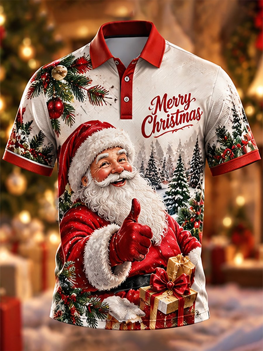 Men's Casual Christmas Short-Sleeve Polo Shirt