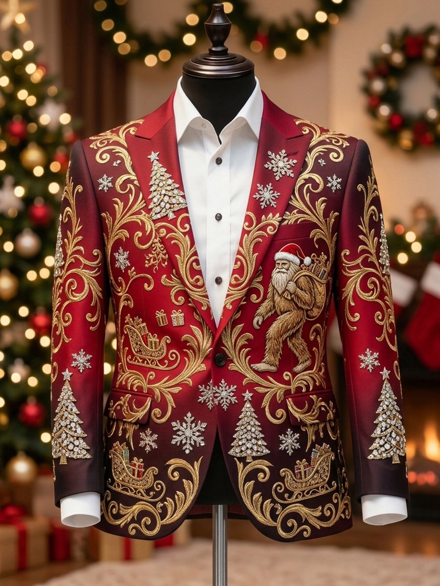 Men's Business Casual Christmas Blazer