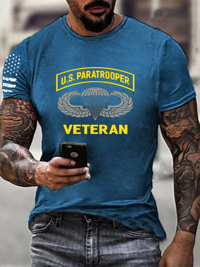 US Paratrooper Veteran Pattern  100% Cotton T-Shirt