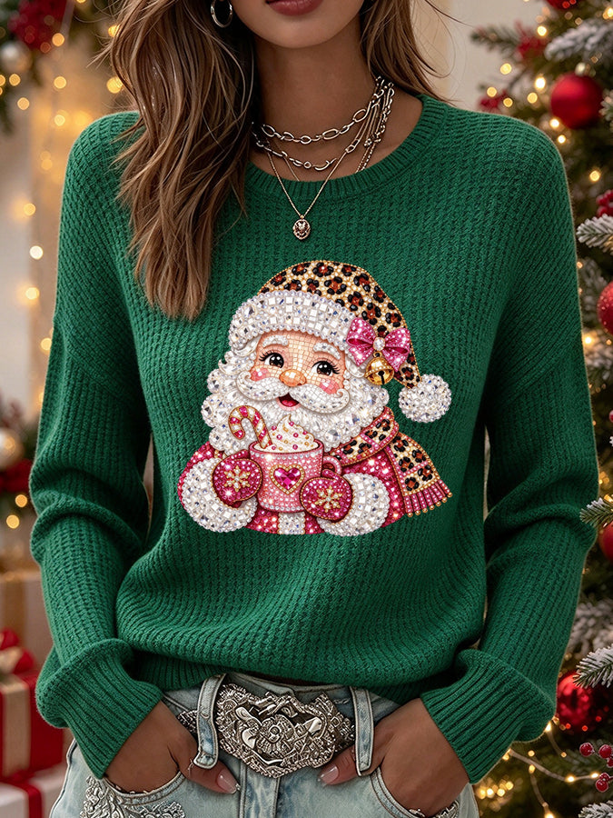 Women'S Christmas Lace Kitten Print Casual Top