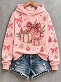 Damen-Sweatshirt mit Weihnachtsmuster, Rundhalsausschnitt und langen Ärmeln